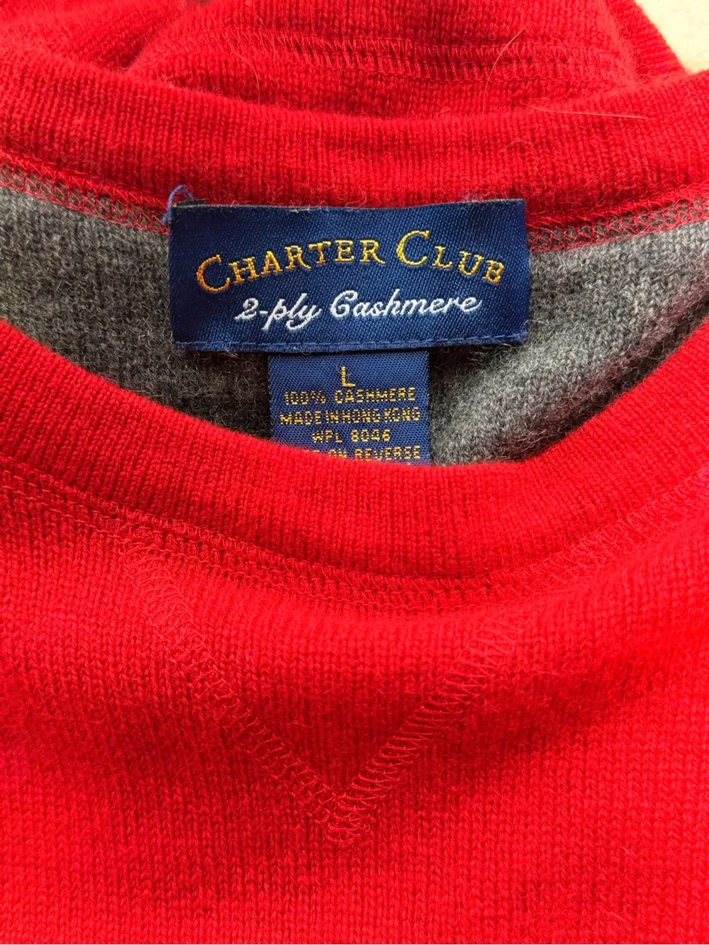 Charter Club Men’s 100% Cashmere Red Crew Neck Sweater L